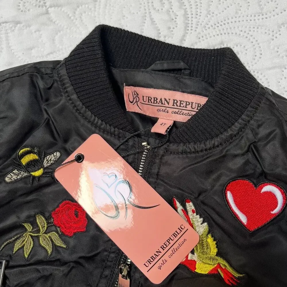 NWT Urban Republic Embroidered Bomber Jacket Size 4T